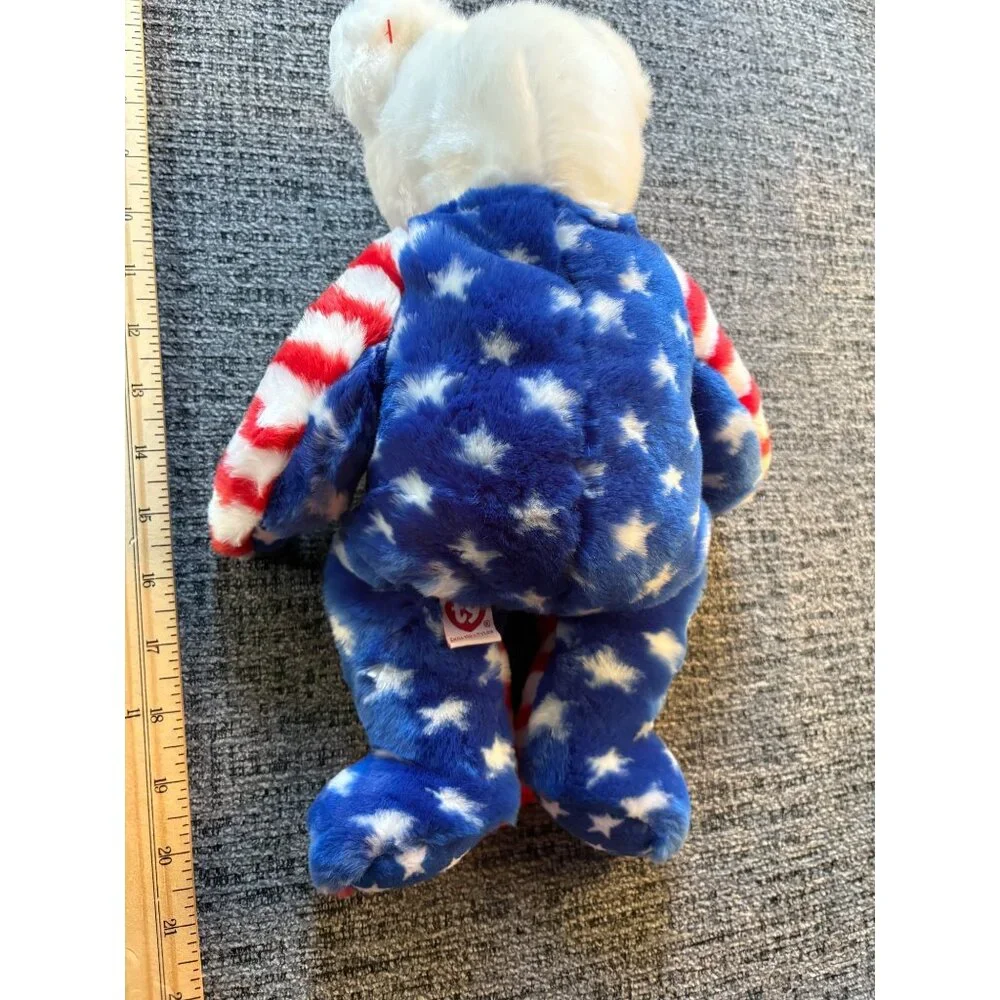 Ty Beanie Buddies Collection 2002 Patriotic Bear Plush Red White & Blue Stars St